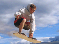 Josh Tenge sandboards Carcross